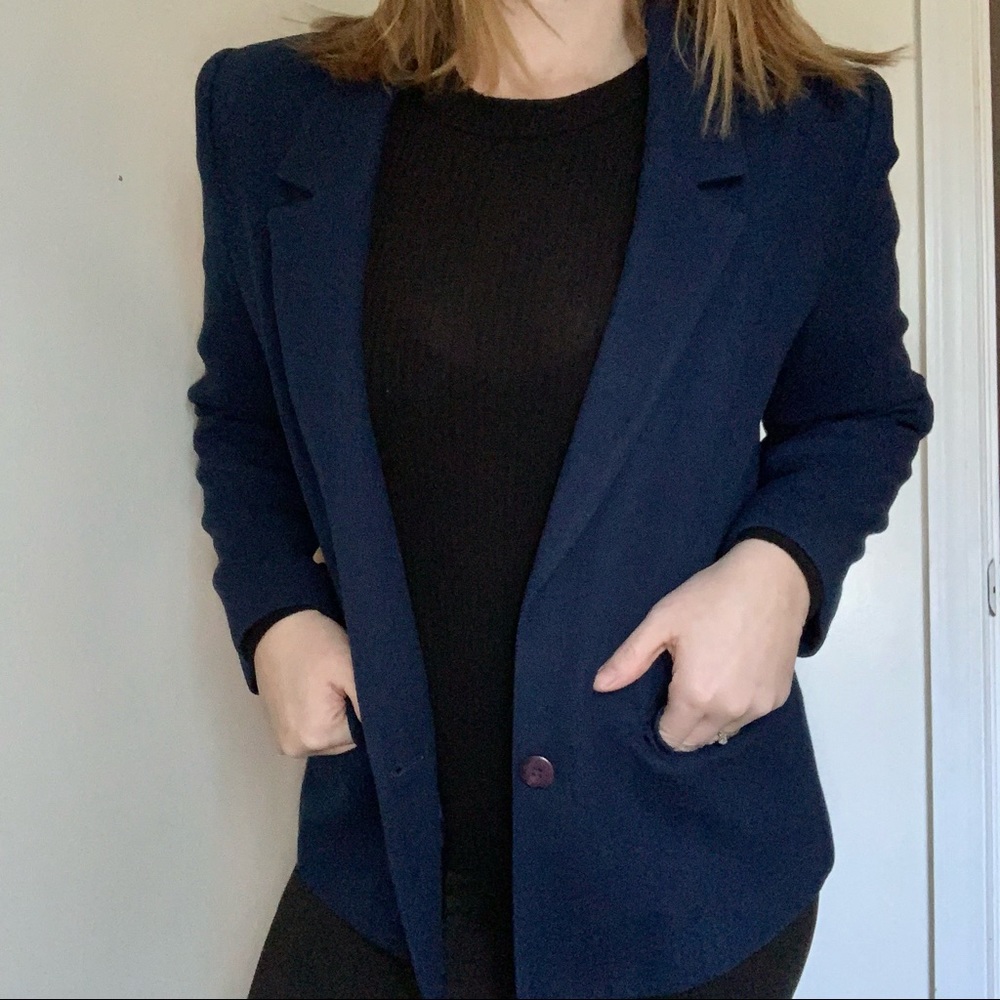 Vintage Wool Blazer Navy Blue College Town Size Medium Classic Staple Item